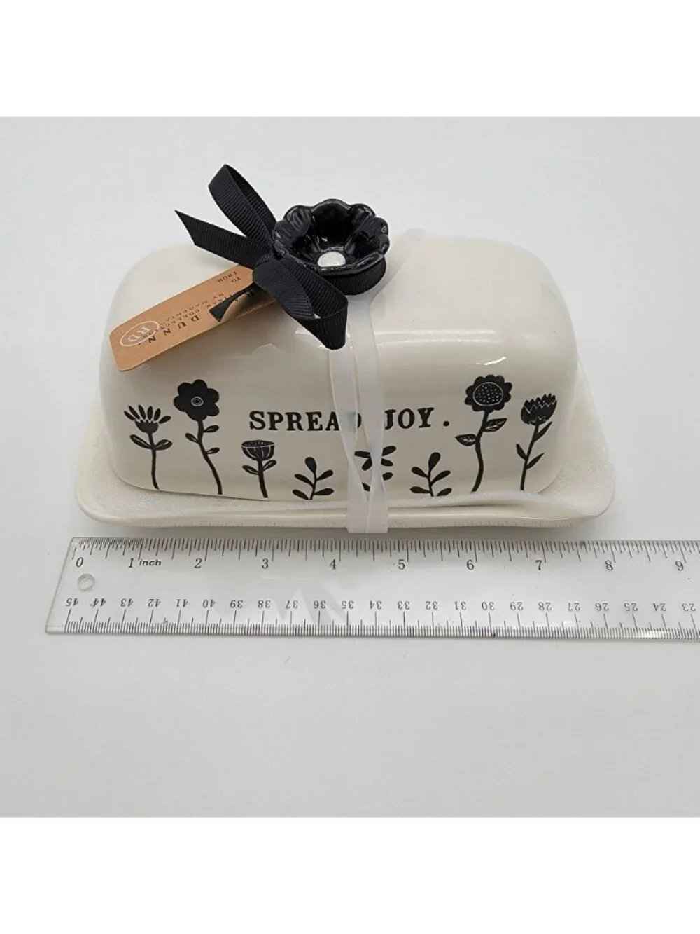 Rae Dunn Covered Butter Dish SPREAD JOY Artisan Collection  - NEW